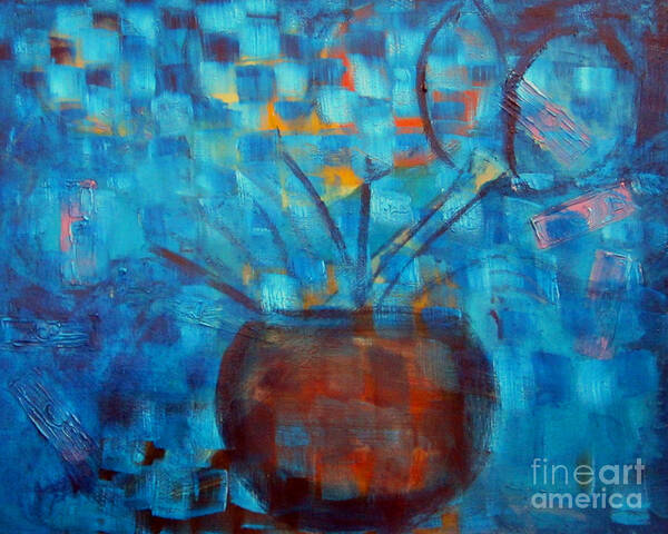 Art Poster featuring the painting Falling into Blue by Karen Francis