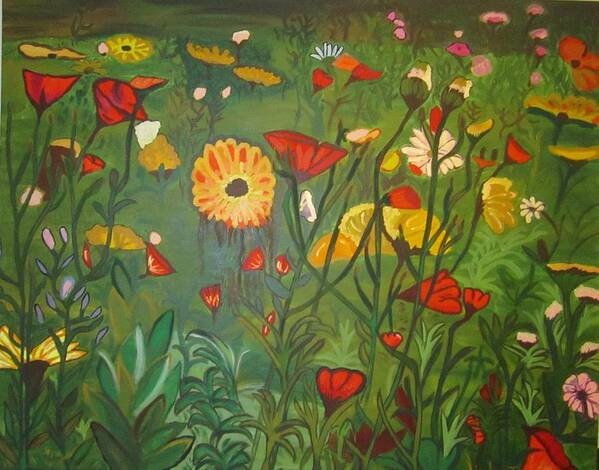 Flowers Poster featuring the painting Field flowers Wild and Free by Jennylynd James
