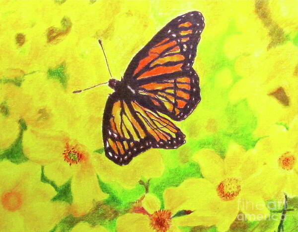 Prismacolors Poster featuring the drawing Free to Fly by Beth Saffer