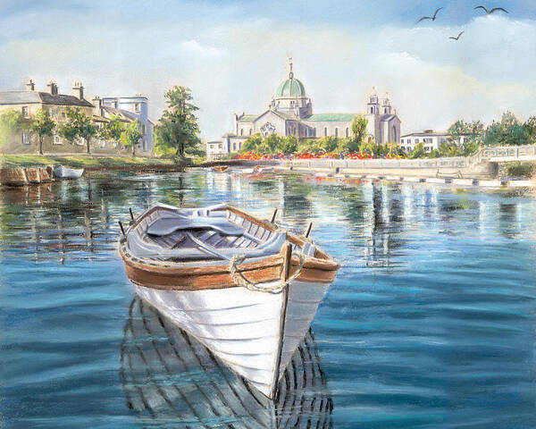 Claddagh Framed Prints Poster featuring the painting Galway Cathedral View by Vanda Luddy