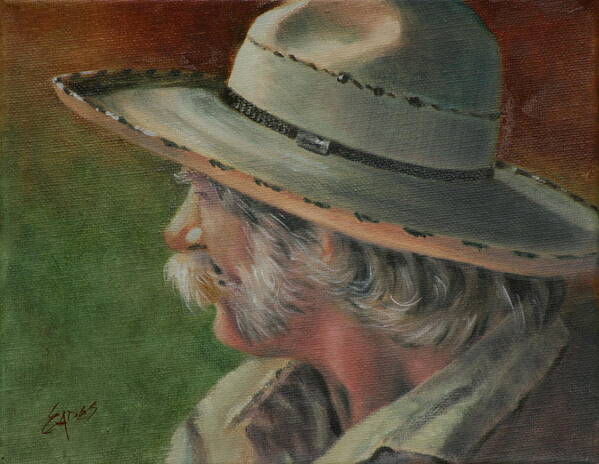 Cowhand Poster featuring the painting Just an Old Cowhand by Linda Eades Blackburn