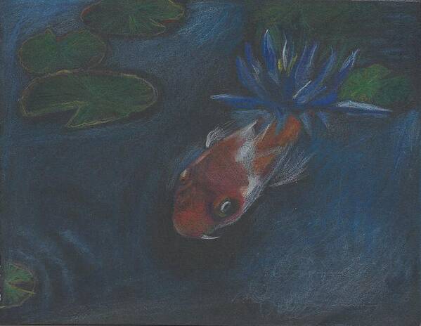 Koi Poster featuring the painting Koi and Water Lily by Jessmyne Stephenson