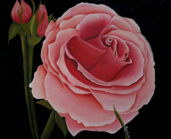 Rose Poster featuring the painting La Rosa by Mary Gaines