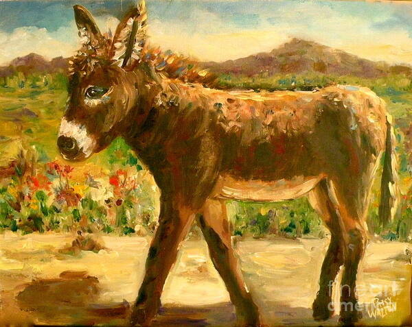 Burro Poster featuring the painting Tijuana Here I Come by Patsy Walton