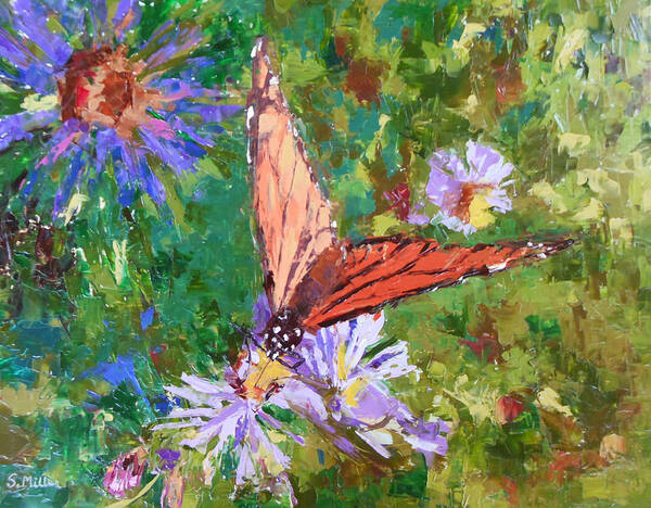 Monarch Butterfly Poster featuring the painting Monarch butterfly by Sylvia Miller