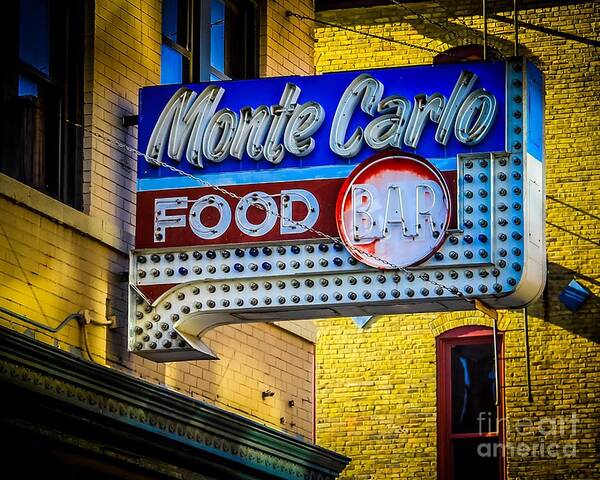 Sign Poster featuring the photograph Monte Carlo Neon by Perry Webster