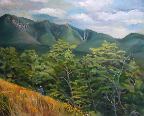 Mount Osceola Poster featuring the painting Mount Osceola from Kancamagus Highway New Hampshire by Nancy Griswold