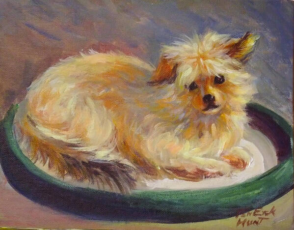 Dog Poster featuring the painting My Little Morky by Gretchen Ten Eyck Hunt