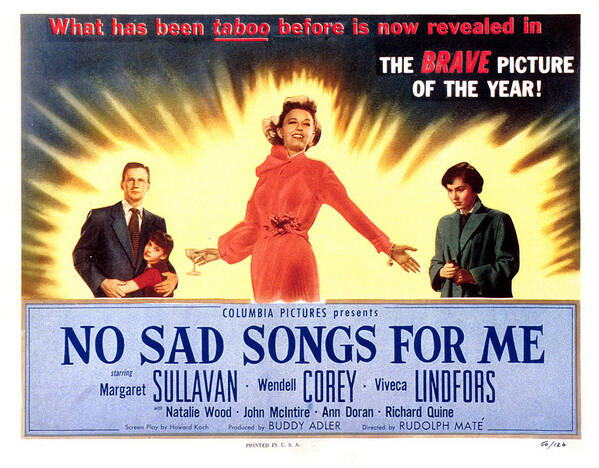 1950 Movies Poster featuring the photograph No Sad Songs For Me, Wendell Corey by Everett