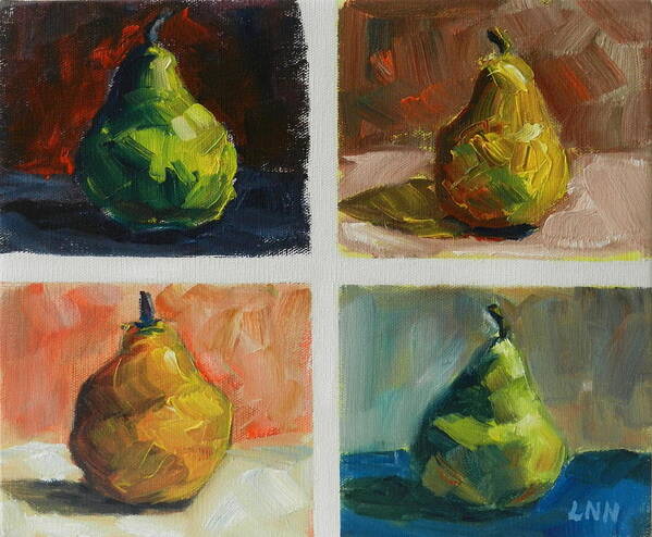 Still Life Poster featuring the painting Pears,Peru Impression by Ningning Li