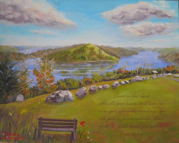 Quabbin Poster featuring the painting Quabbin Reservoir with verse by Sharon Casavant