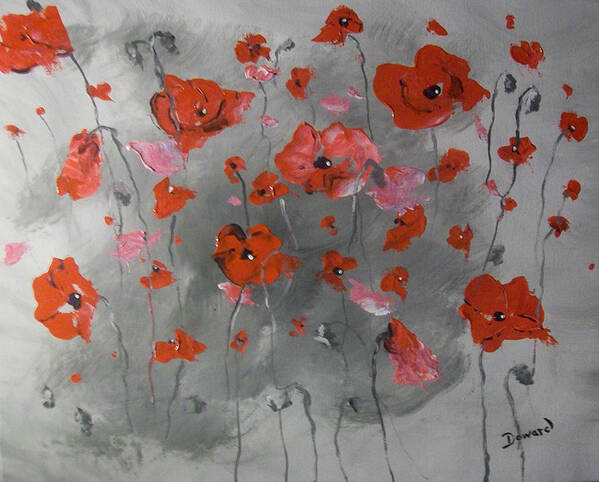 Art Poster featuring the painting Red Poppies by Raymond Doward