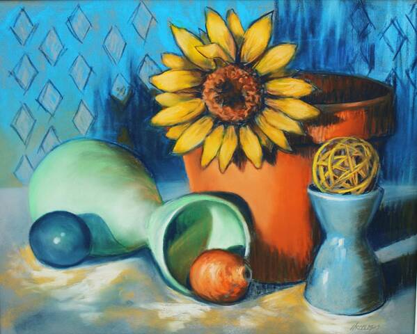 Sunflower Poster featuring the painting Rounds About by Peggy Wrobleski