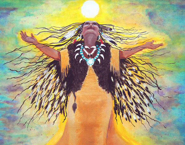 Spiritual Poster featuring the painting Saying Good Morning to the Sun by Vallee Johnson