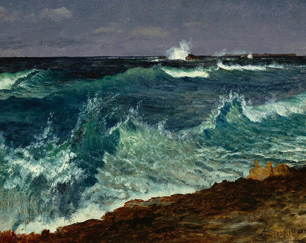 Albert Bierstadt Poster featuring the painting Seascape by Albert Bierstadt