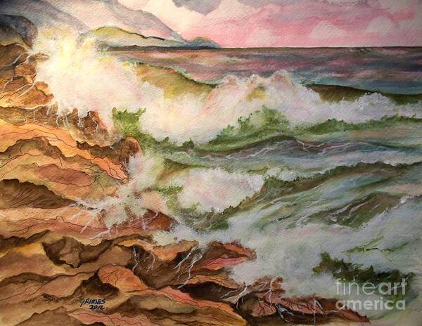 Ocean Poster featuring the painting South Jetty by Carol Grimes