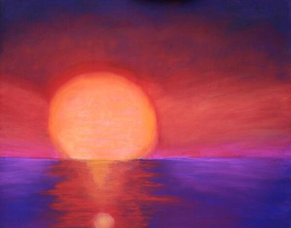 Lake Poster featuring the painting Sunset on Lake Erie by Karin Eisermann