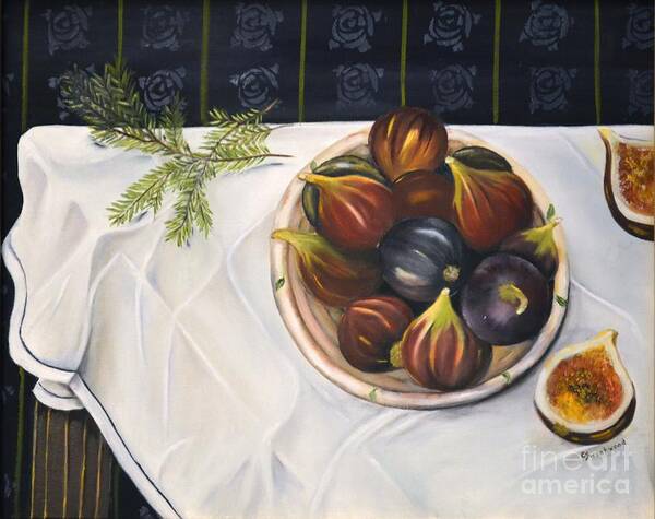 Figs Poster featuring the painting Table with Figs by Carol Sweetwood