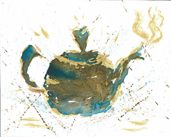 Teapot Poster featuring the painting Tea Partying by Janet Whitehead
