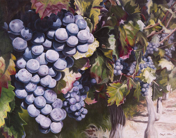Landscape Poster featuring the painting The Vineyard by Cheryl Allen