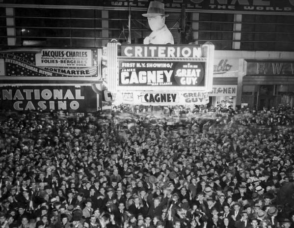 1930s Poster featuring the photograph Times Square Election Crowds by Underwood Archives