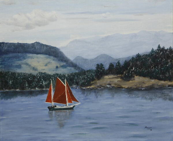 Painting Poster featuring the painting Under Sail in the San Juans by Alan Mager
