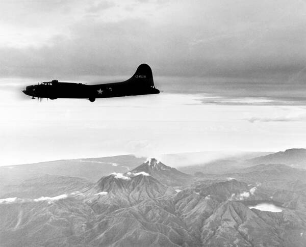 Aerial Photograph Poster featuring the photograph Us Army Air Corps Bomber In Flight, Ca by Everett
