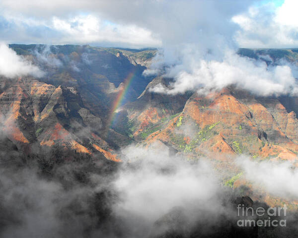 Waimea Poster featuring the photograph Waimea Canyon Rainbow by Rebecca Margraf