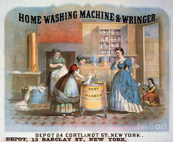 -domestic- Poster featuring the photograph Washing Machine Ad, 1869 by Granger