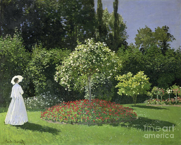 Claude Monet Poster featuring the painting Jeanne Marie Lecadre In The Garden by Celestial Images
