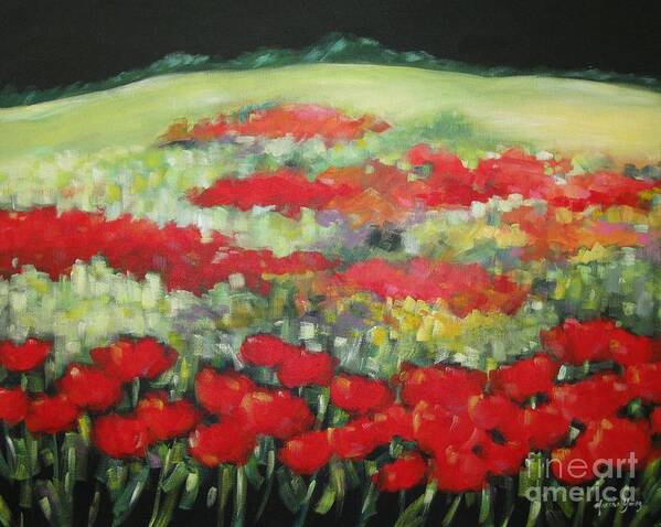 Red Poppies Poster featuring the painting French Poppies #1 by Marsha Young