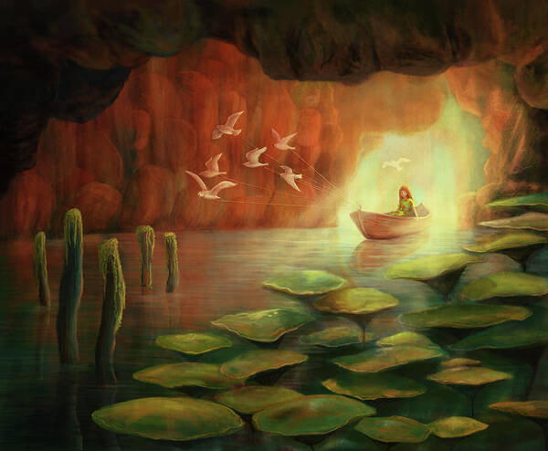 Cave Poster featuring the digital art Into the Cave by Catherine Swenson