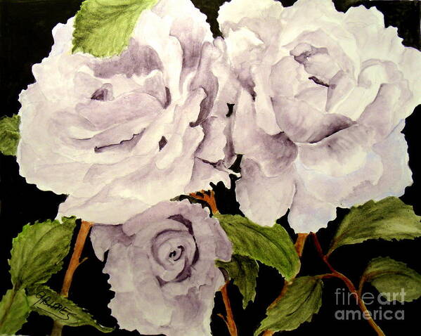Roses Poster featuring the painting Lavender Roses #1 by Carol Grimes