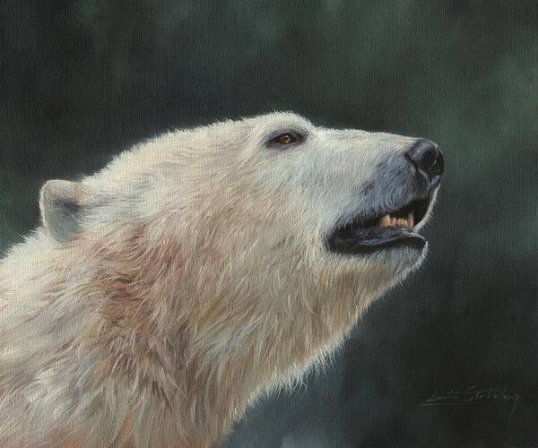 Polar Bear Poster featuring the painting Polar Bear #2 by David Stribbling