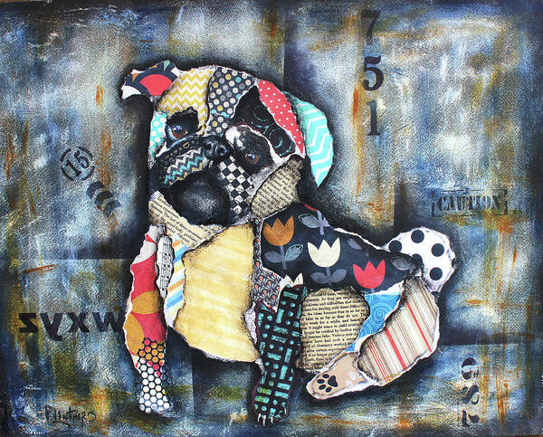 Pug Poster featuring the mixed media Pug #2 by Patricia Lintner