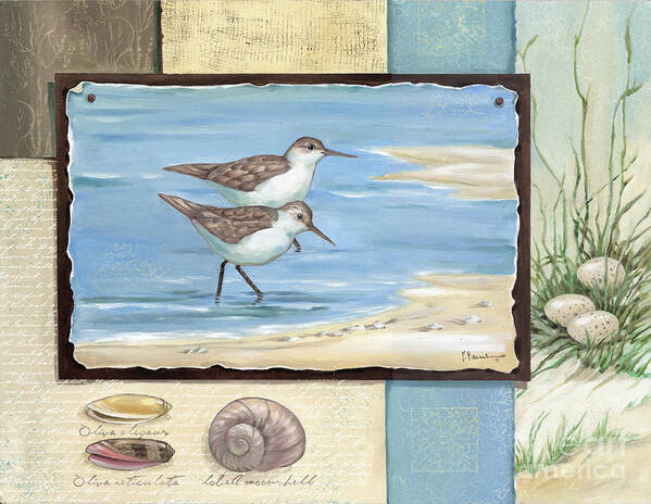 Sandpiper Poster featuring the painting Sandpiper Collage I #1 by Paul Brent