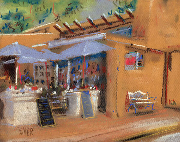 Santa Fe Poster featuring the drawing Santa Fe Cafe #1 by Donald Maier