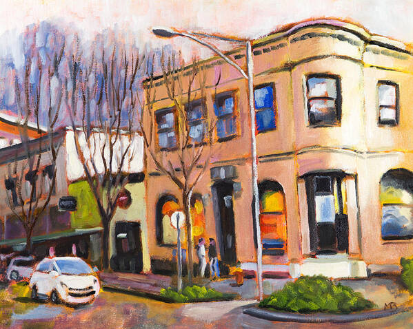 Cityscape Poster featuring the painting Second Street, Corvallis #1 by Mike Bergen