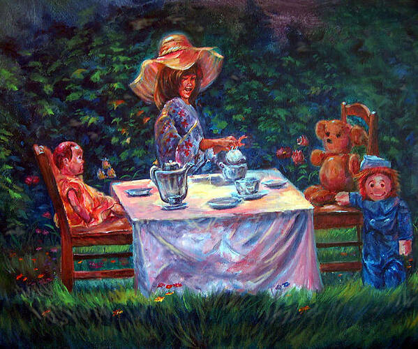 Children Poster featuring the painting Tea Party #1 by Tommy Winn