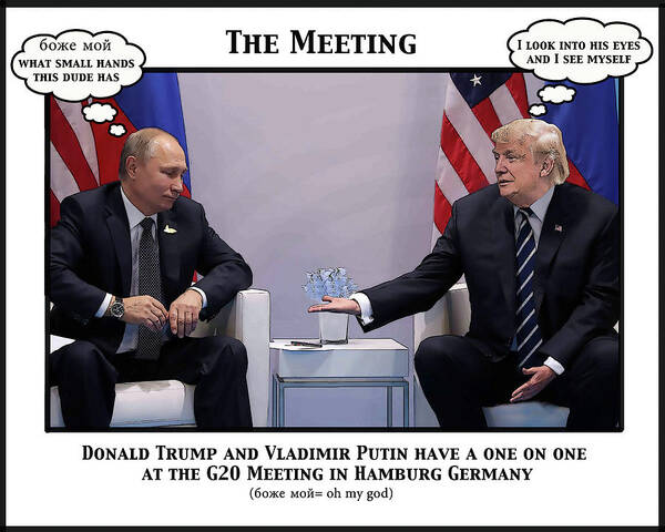 Donald Trump Poster featuring the digital art The Meeting #1 by Joe Palermo
