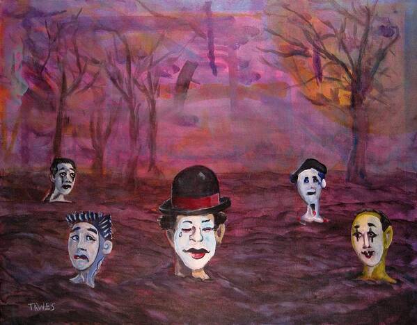 Mimes Poster featuring the painting The Silence of the Mimefield by Dennis Tawes