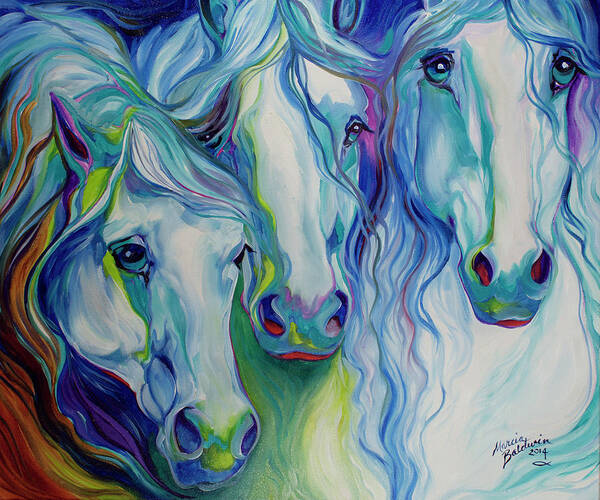 Horse Poster featuring the painting Three Spirits Equine #1 by Marcia Baldwin