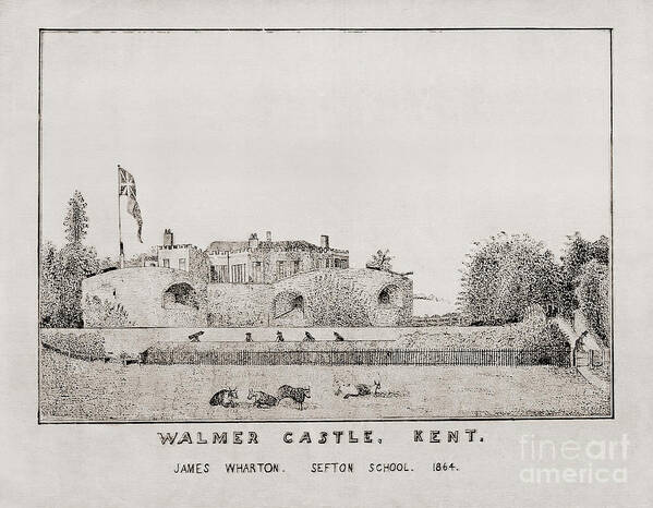 Landscape Poster featuring the drawing Walmer Castle Kent #1 by Donna L Munro