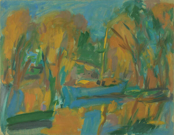 River Poster featuring the painting Boats #12 by Robert Nizamov