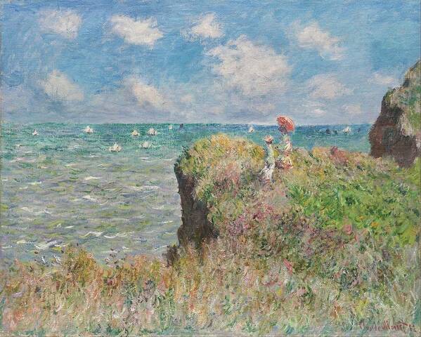 Cliff Walk At Pourville Claude Monet Poster featuring the painting Cliff Walk at Pourville #13 by Claude Monet