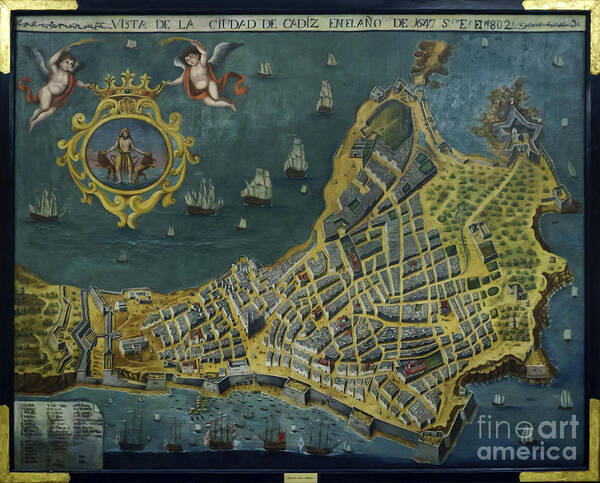 24 F2.8 Poster featuring the photograph 1647 View of the City of Cadiz Anonymous Painting Photographed by Pablo Avanzini