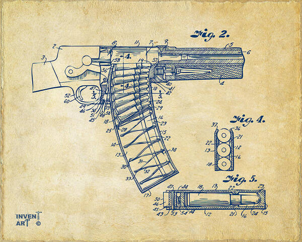 Wesson Poster featuring the digital art 1937 Police Remington Model 8 Magazine Patent Minimal - Vintage by Nikki Marie Smith