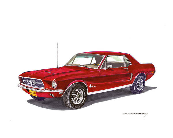 American Muscle Poster featuring the painting 1968 Ford Mustang Coupe by Jack Pumphrey