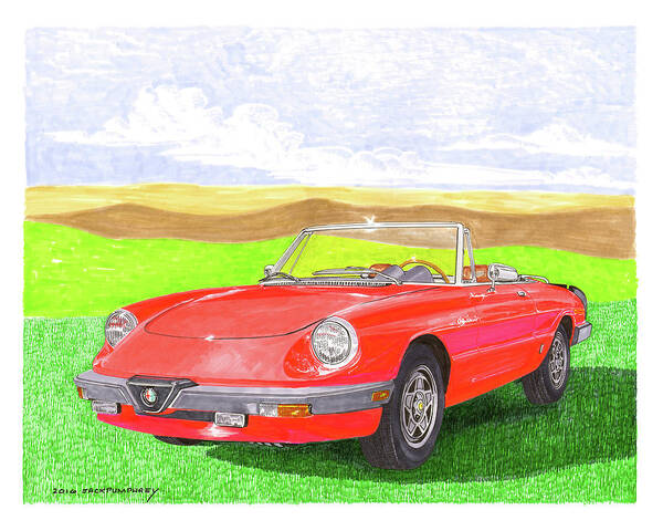 Sexy Italian Sports Cars Poster featuring the painting 1983 Alfa Romero Spider Veloce by Jack Pumphrey
