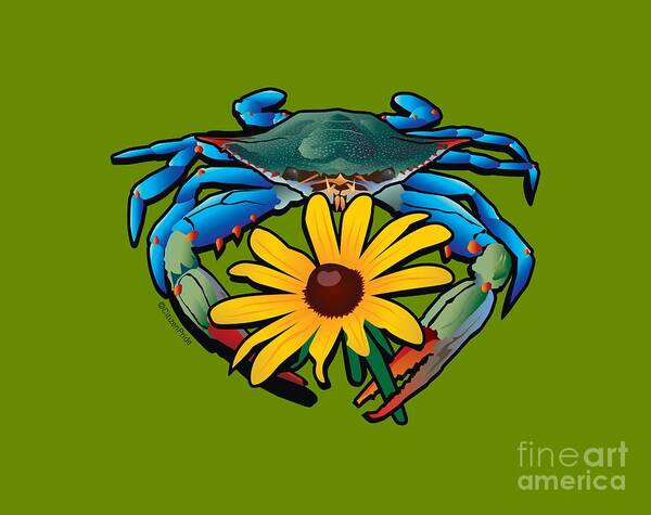 Maryland Crab Poster featuring the digital art Blue Crab Maryland Black-Eyed Susan #2 by Joe Barsin